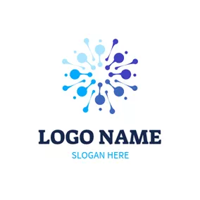 Global Logo Blue Emanative Chemistry Structure logo design