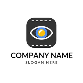 录像Logo Blue Eye and Simple Video logo design
