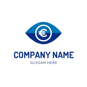 欧元 Logo Blue Eye and White Euro logo design