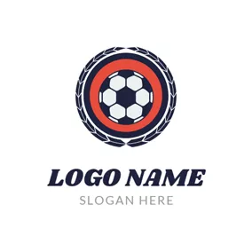アメリカのロゴ Blue Feather and Encircled Football logo design