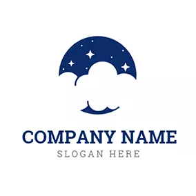 霧 Logo Blue Firmament and White Cloud logo design