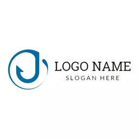 Logótipo J Blue Fishhook and Letter J logo design