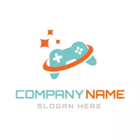 Gamepad Logo Blue Gamepad and Orange Star logo design