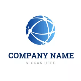 数字化 Logo Blue Globe and Digital logo design