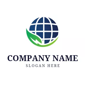 Logotipo Solar Blue Globe and Green Leaf logo design