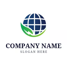 Energy Saving Logo Blue Globe and Green Leaf logo design