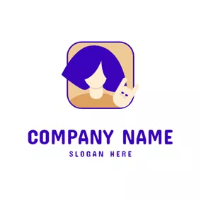 Caricature Logo Blue Hair and Hipster logo design
