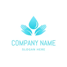 Eco Friendly Logo Blue Hand and Water Drop logo design