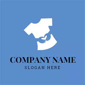 Design Logo Blue Hand and White T Shirt logo design