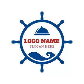 海鲜 Logo Blue Helm and Salver logo design