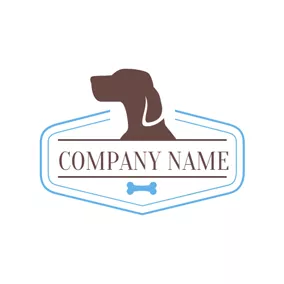 Logotipo De Hueso Blue Hexagon and Brown Dog Face logo design