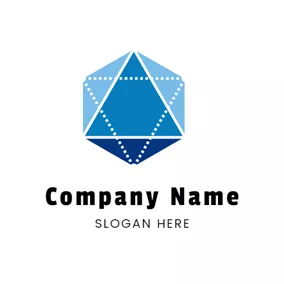 数学Logo Blue Hexagon and Math logo design