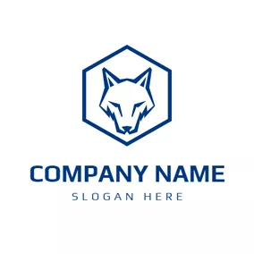 Zoo Logo Blue Hexagonal Fox logo design