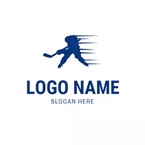 曲棍球Logo Blue Hockey Player Icon logo design