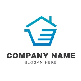 Advertising Logo Blue House and Trolley logo design