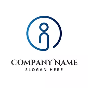 Combination Logo Blue Human and Circle logo design
