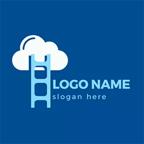 天气 Logo Blue Ladder and White Cloud logo design