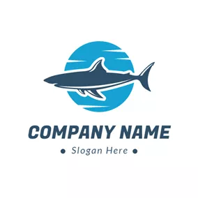 Aquarium Logo Blue Moon and Mazarine Shark logo design