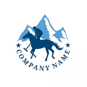 Man Logo Blue Mountain and Polo Sportsman logo design