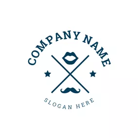 Expert Logo Blue Mouth and Mustache logo design