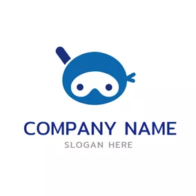 Japan Logo Blue Ninja Head Icon logo design