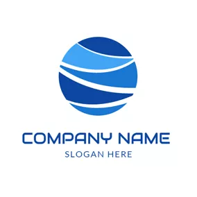 海　ロゴ Blue Ocean Wave logo design