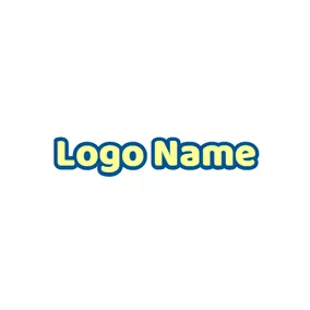 Cool Logo Blue Outlined Yellow Cool Text logo design