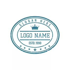 Frame Logo Blue Oval Stamp With Crown logo design