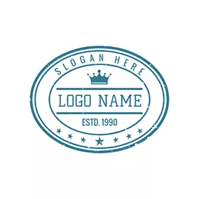 Logótipo De Carimbo Blue Oval Stamp With Crown logo design