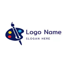 Logotipo De Lienzo Blue Palette and Paint Brush logo design