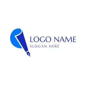 Kreativität Logo Blue Paper and Pen Point logo design