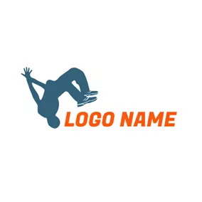 アクションロゴ Blue Parkour Sportsman logo design