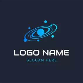 Space Logo Blue Pathway and Galaxy logo design