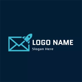 メールロゴ Blue Plane and Envelope logo design