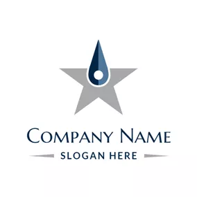 Address Logo Blue Pointer and Gray Star logo design