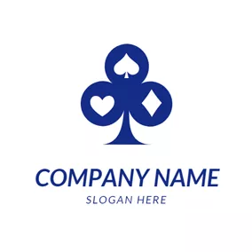 撲克牌 Logo Blue Poker Icon logo design