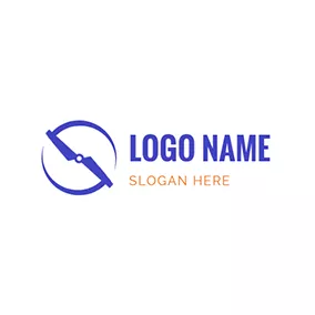Drone Logo Blue Propeller and Circle and Drone logo design