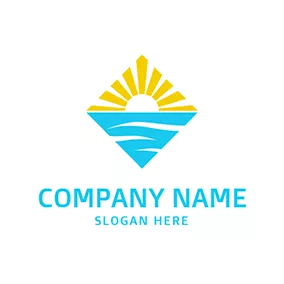 Corporate Logo Blue River and Yellow Sun logo design