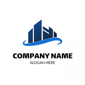 High Logo Blue Road and Architecture logo design