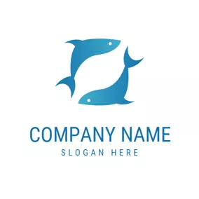 魚Logo Blue Rotary Fish logo design