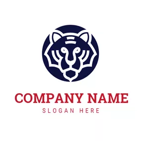 Lässiges Logo Blue Round Tiger logo design