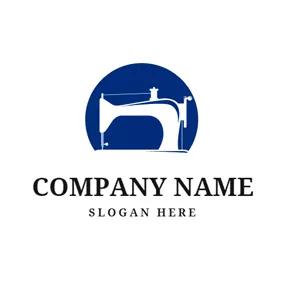 縫紉 Logo Blue Semicircle and White Sewing Machine logo design
