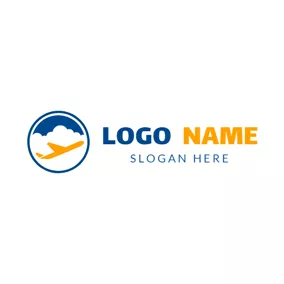 Airliner Logo Blue Sky and Yellow Plane logo design