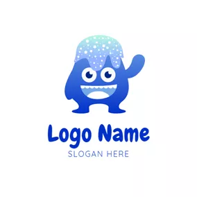 Adorable Logo Blue Slime Monster logo design