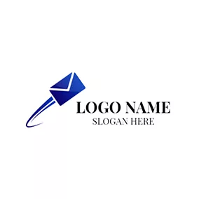 邮件Logo Blue Speed and Envelope logo design