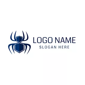 Insect Logo Blue Spider and Pest Control logo design