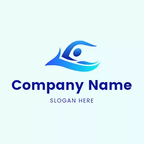 游泳 Logo Blue Spindrift and Swimming logo design