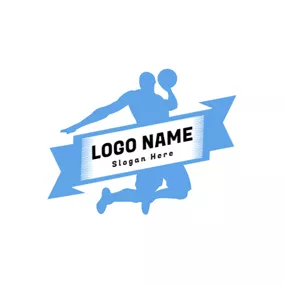 Athlete Logo Blue Sportsman and Handball logo design