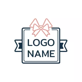 Bow Logo Blue Square and Beautiful Bowknot logo design