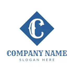 Cのロゴ Blue Square and Letter C logo design
